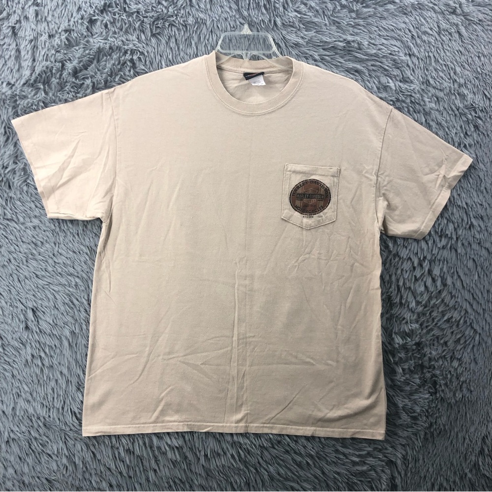 Harley Davidson Tshirt Mens XL Pocket Logo Spellout Colorado Mining Short Sleeve